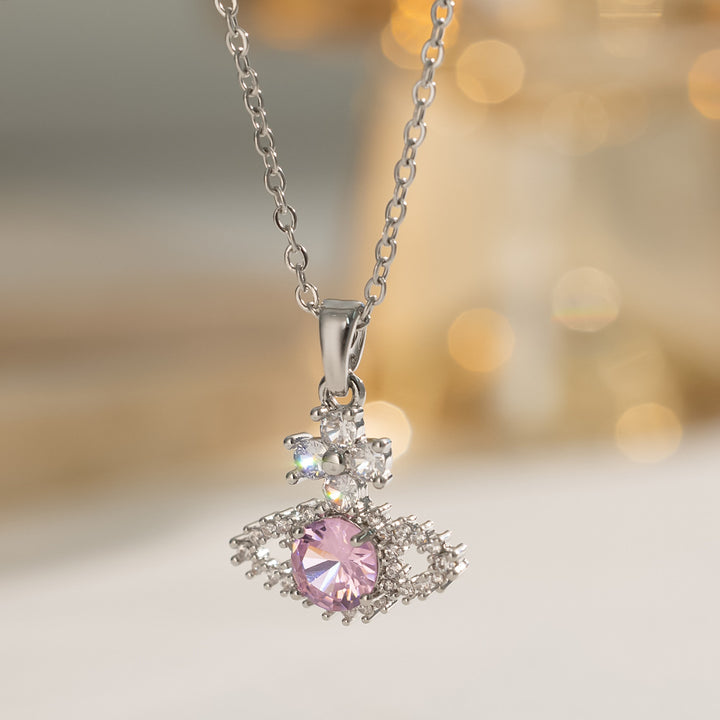Planet Cross Full Diamond S925 Silver Necklace