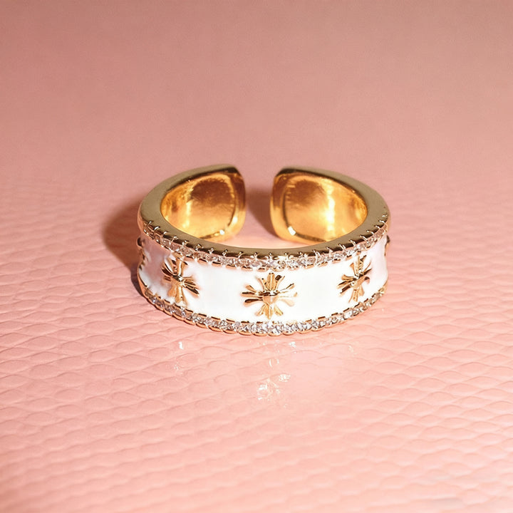Vintage Starburst Open Ring Set (Light Luxury Niche Sweet & Edgy Bands)