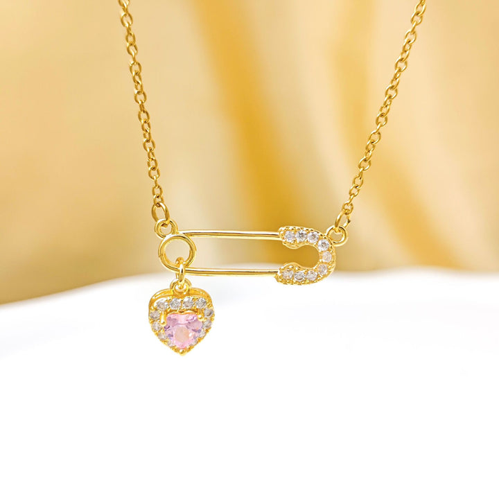Safety Pin & Heart Diamond Choker (Sweet-Cool Girl Vibe Style)