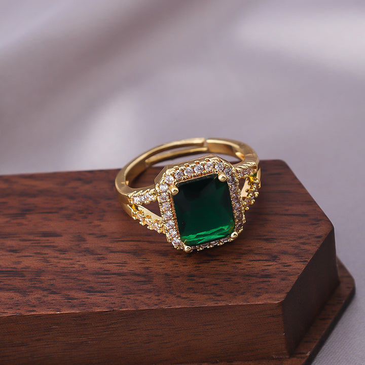 Emerald-Cut Diamond Open Ring (Vintage Luxury Pavé Band)