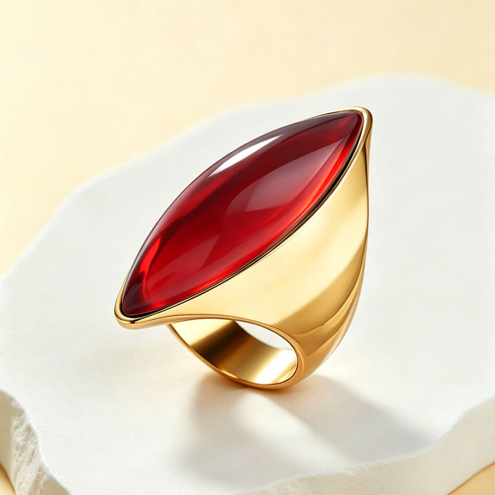 Minimalist Marquise Cabochon Gemstone Signet Ring, S925 Silver Gold Plated Multi-Color Modern Geometric Unisex Wide Band