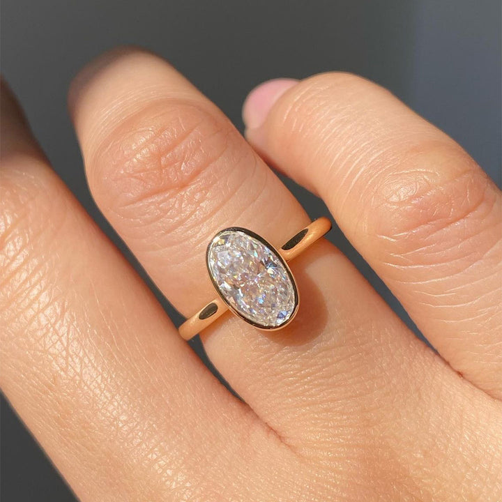 Oval Bezel Set Diamond Ring