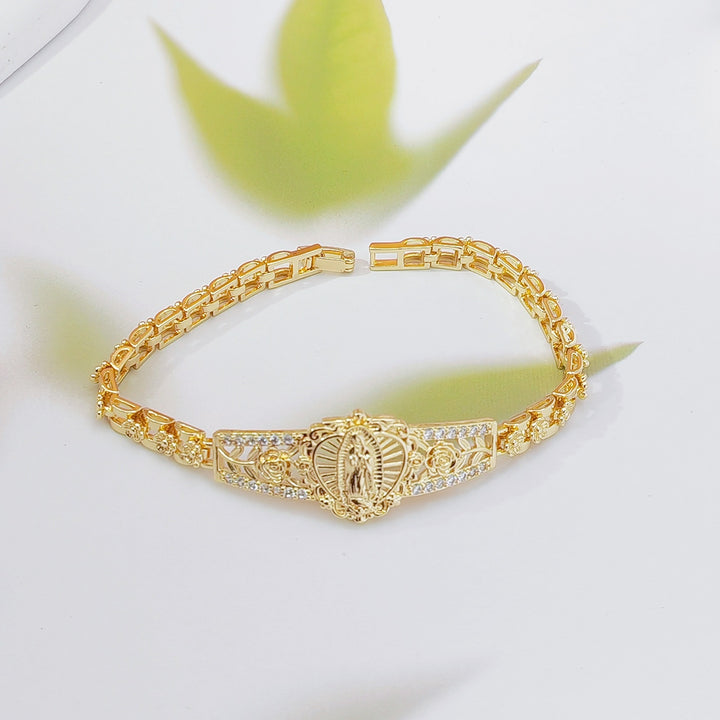 Virgin Mary Embossed Multi‑Style Openwork Gold‑Tone Bracelet