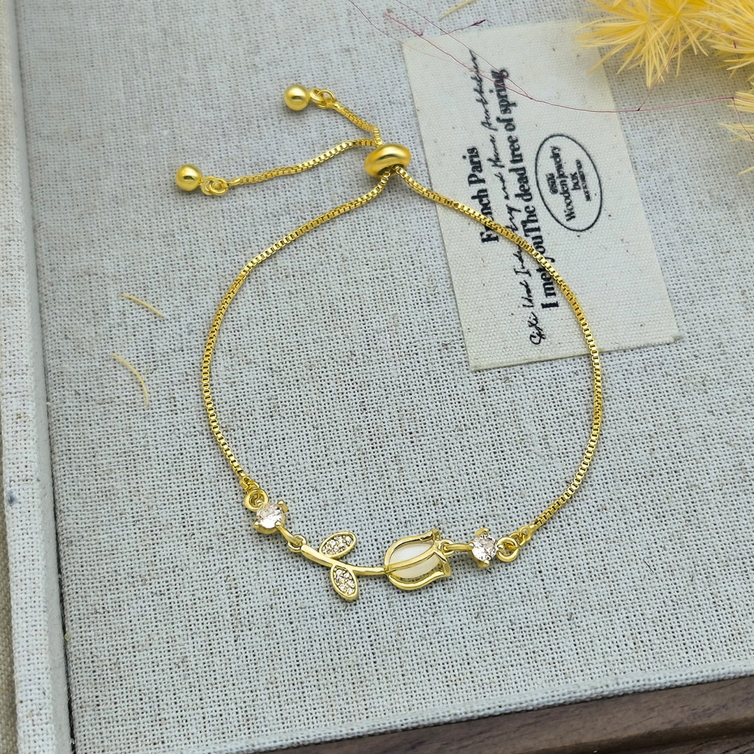 Tulip Gemstone Adjustable Bracelet Set (Light Luxury Niche Fresh Wrist Jewelry)
