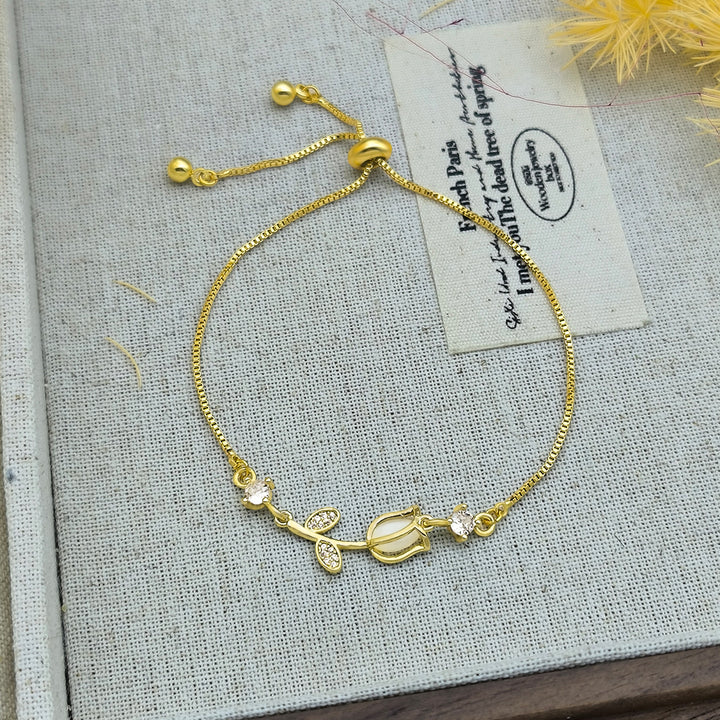 Tulip Gemstone Adjustable Bracelet Set (Light Luxury Niche Fresh Wrist Jewelry)