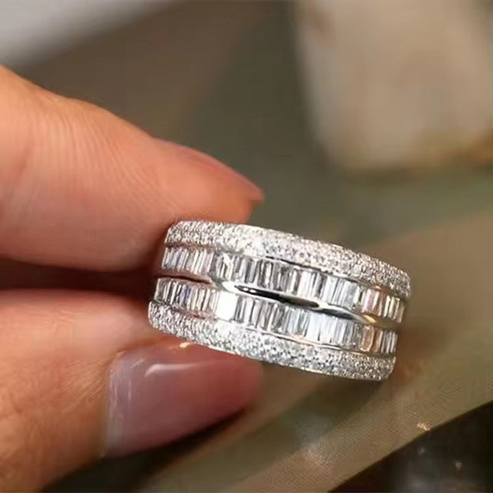 Wide‑Band Baguette‑Cut Full‑Pavé Ring
