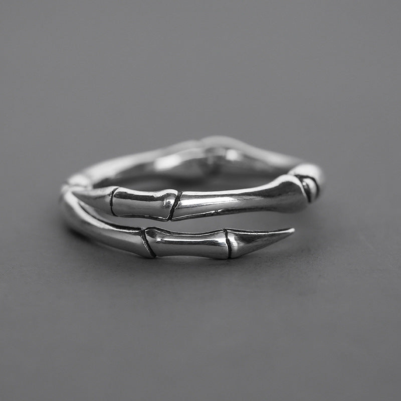 Vintage‑Finish Bamboo‑Joint Open Ring