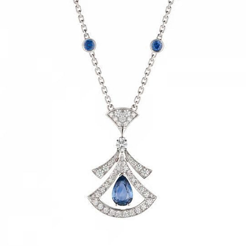 Fan‑Shaped Teardrop Pendant Necklace, Multi‑Color & Multi‑Plating Options
