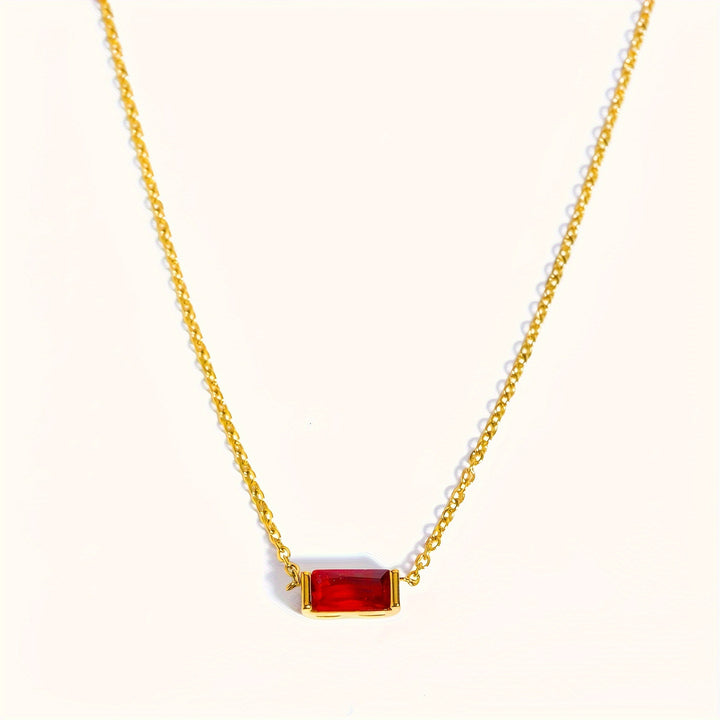 Mini Baguette-Cut Gemstone Pendant Necklace (Multi-Color Dainty Delicate Choker)