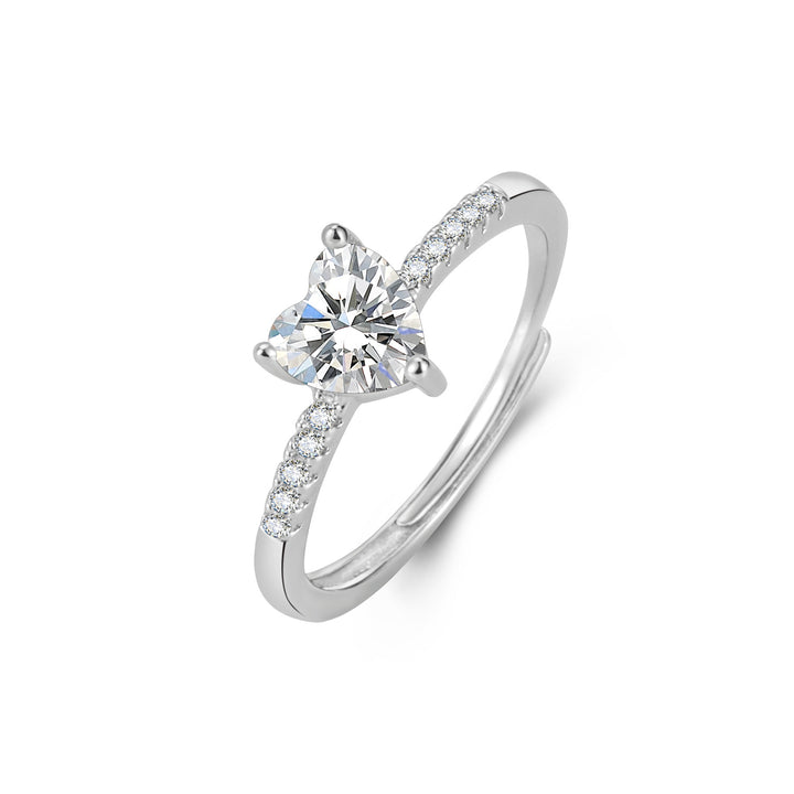 Multi-Color Heart Cut Diamond Open Ring Set (Sweet-Cool Girl Dopamine Style)