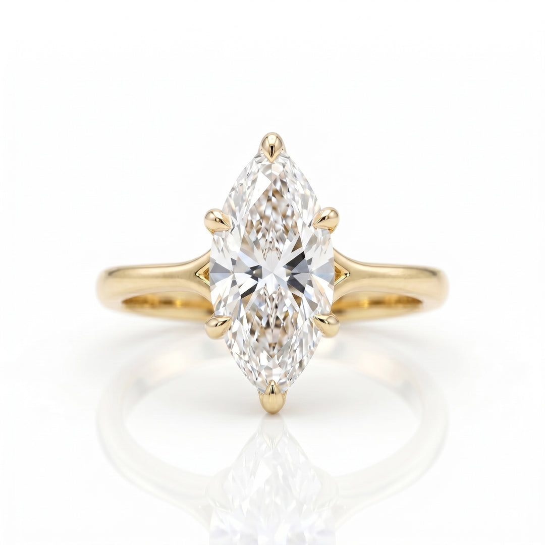 Marquise‑Cut Main Diamond Double Stackable S925 Sterling Silver Ring,2‑Tone Available