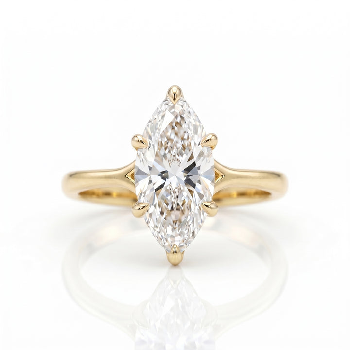 Marquise‑Cut Main Diamond Double Stackable S925 Sterling Silver Ring,2‑Tone Available