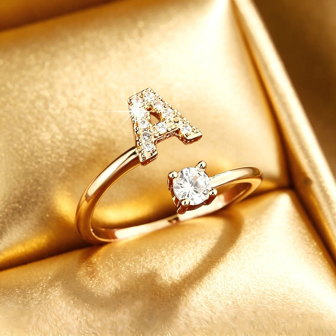 Initial Diamond Open Ring