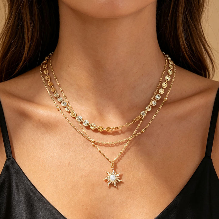 Three Layer Stackable Gold Necklace Set, 3 Styles Available, Vintage Choker