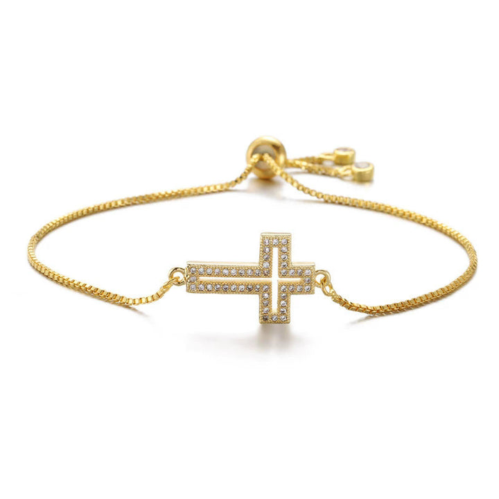 Cross & Heart Pavé Bracelet Set (Light Luxury Niche Romantic Wrist Jewelry)