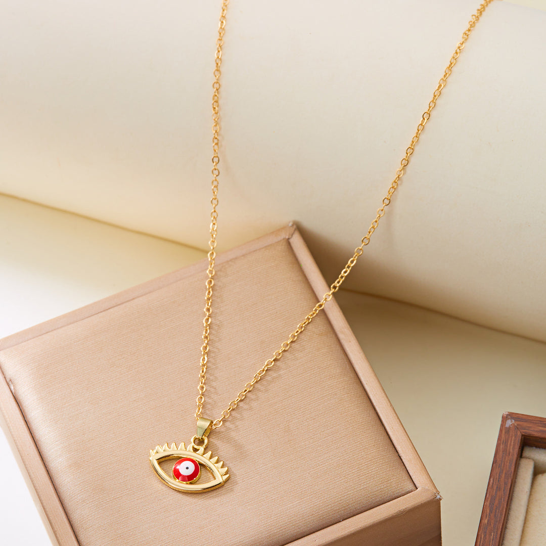 Retro Exotic Evil Eye Enamel Pendant Necklace