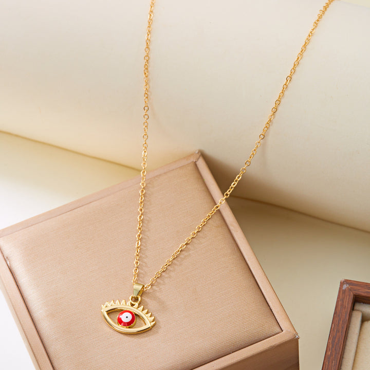 Retro Exotic Evil Eye Enamel Pendant Necklace
