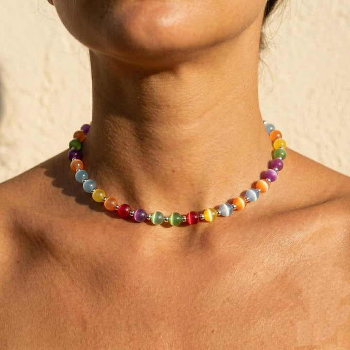 Dopamine Color-Shifting Beaded Jewelry Set (Necklace/Bracelet/Anklet Options, Vacation Style)