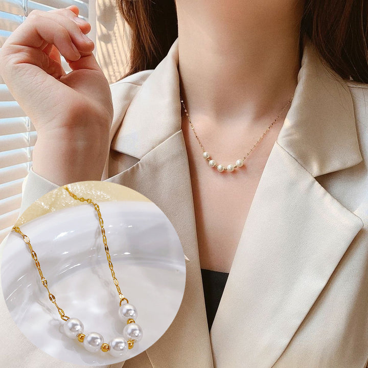 Luxury Pearl Necklace (Silver/Gold Clavicle Chain)