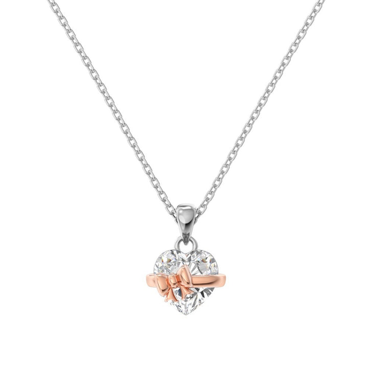 Heart Diamond Bow Jewelry Set (Earrings, Necklace, Ring Delicate Luxury Accessories)