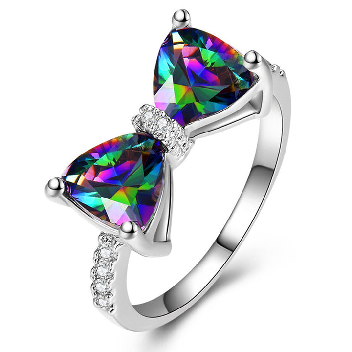 Bow Gemstone Ring Set (Light Luxury Niche Sweet Bands)