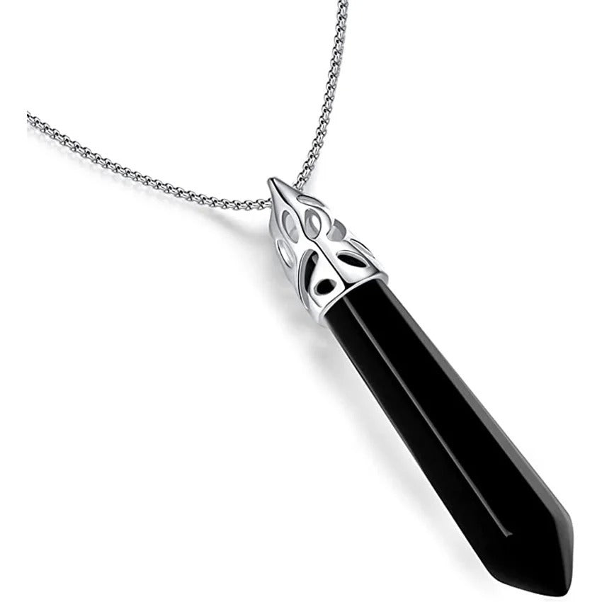 Obsidian Energy Pendant Necklace (Occult Healing Style)