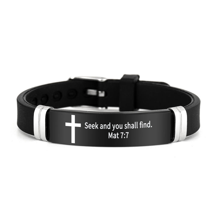 Cross & Scripture Silicone Bracelet Set (Inspirational Faith Wristband)