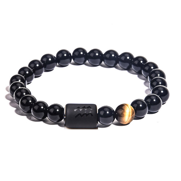 12 Constellations Obsidian Tiger Eye Stone Bracelet