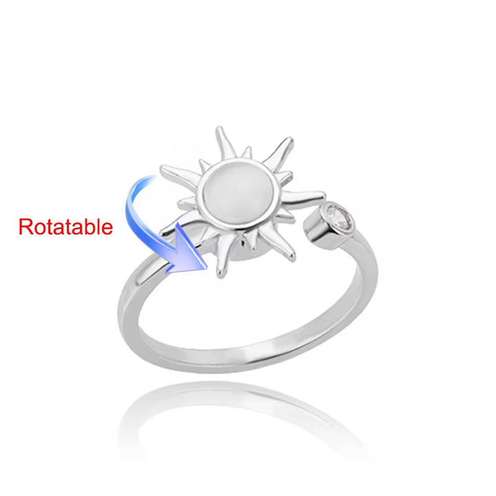 Star-Moon & Sunflower Rotatable Ring Set (Light Luxury Niche Healing Bands)