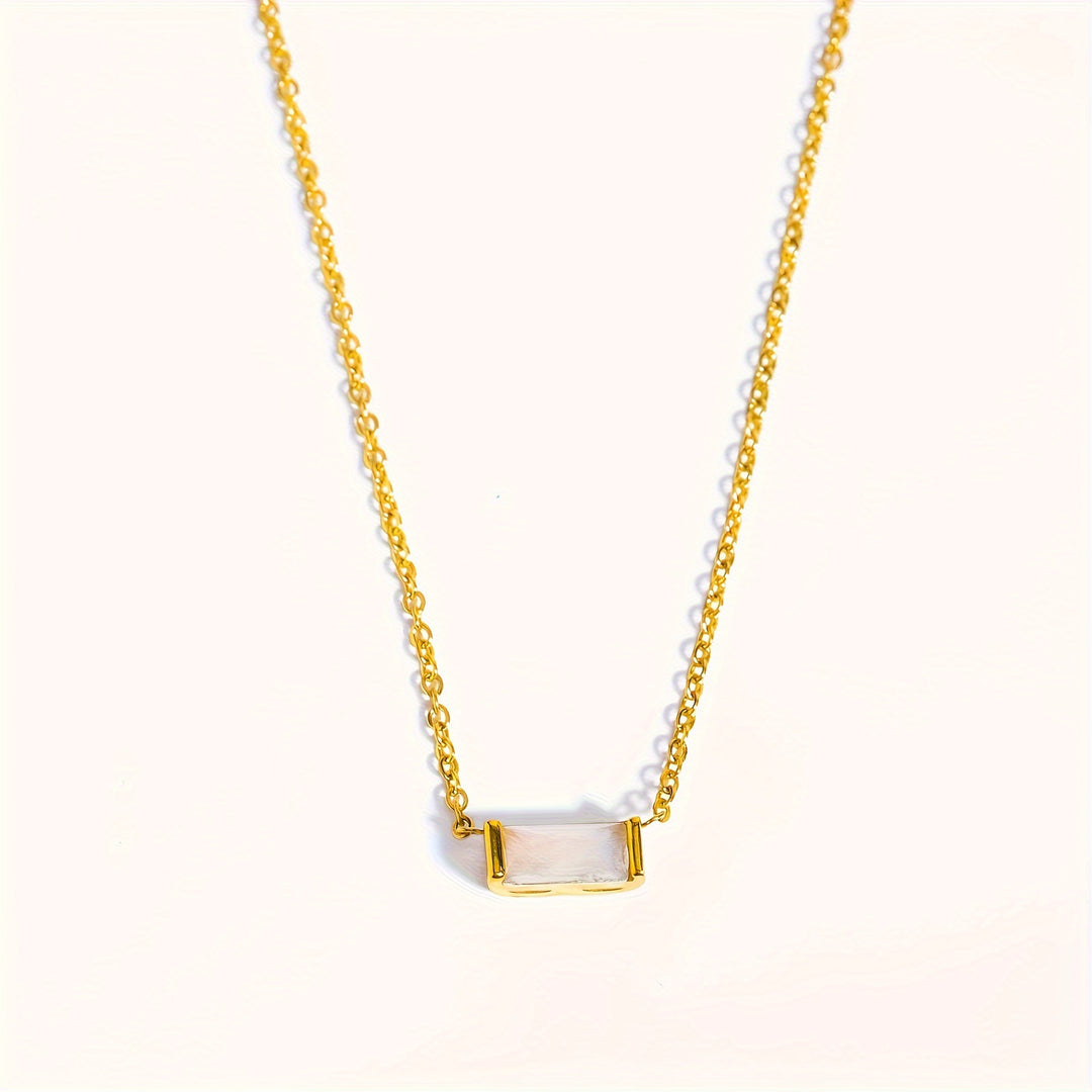 Mini Baguette-Cut Gemstone Pendant Necklace (Multi-Color Dainty Delicate Choker)