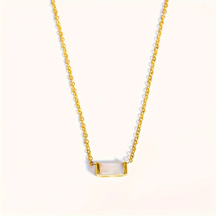 Mini Baguette-Cut Gemstone Pendant Necklace (Multi-Color Dainty Delicate Choker)