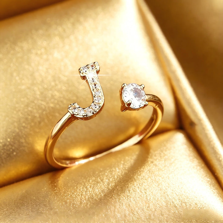 Initial Diamond Open Ring