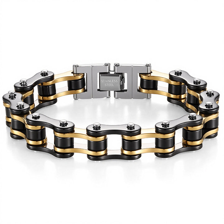 Motorcycle Chain Stainless Steel Bracelet (Men's Edgy Punk Style Titanium Steel Band)