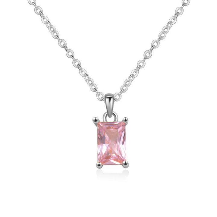 Multicolor Rectangular Diamond Pendant Necklace