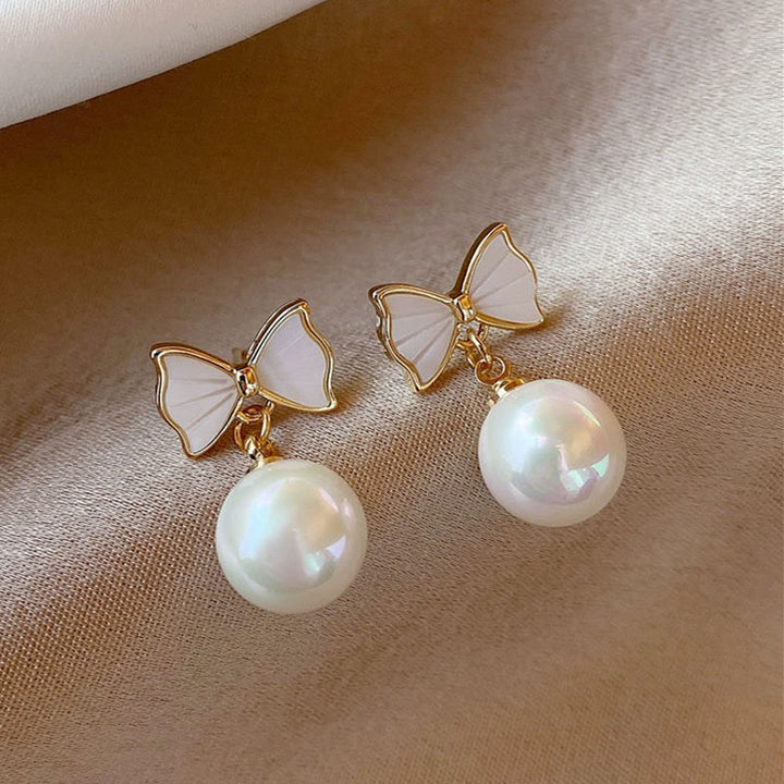 Vintage Round Teardrop Pearl S925 Silver Dangle Earrings, Palace Style Double Layer Pearl Drop Earrings, Elegant Earrings For Women