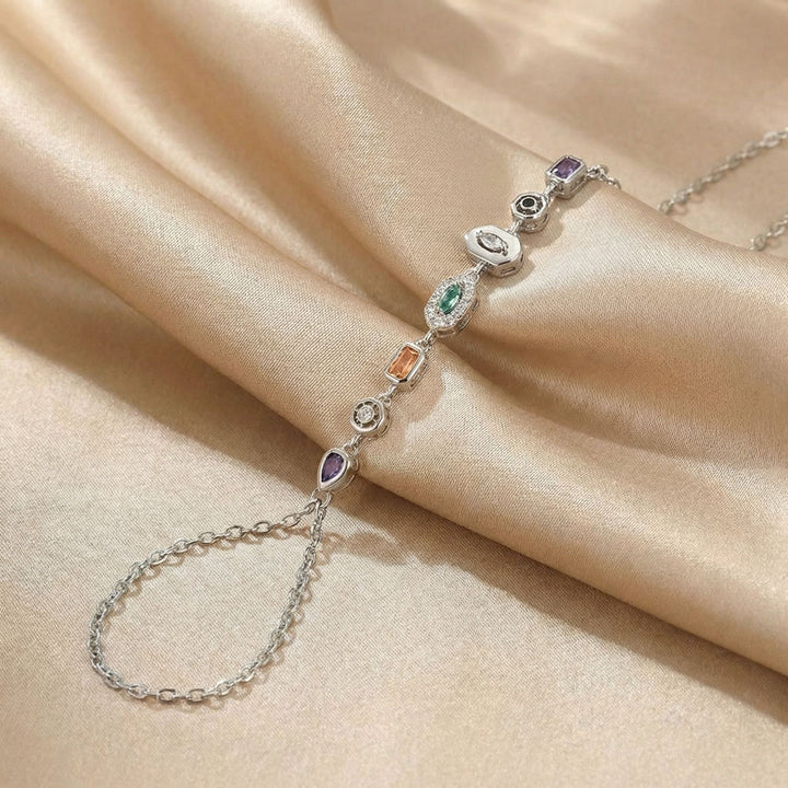 Luxury Gemstone/diamond Hand Chain Bracelet (Gold Tone Multi-Style Finger Bracelet)