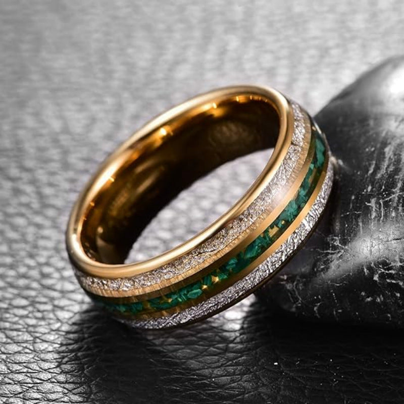 Tungsten Ring with Wood, Antler & Abalone Shell Inlay, Multiple Styles for Men