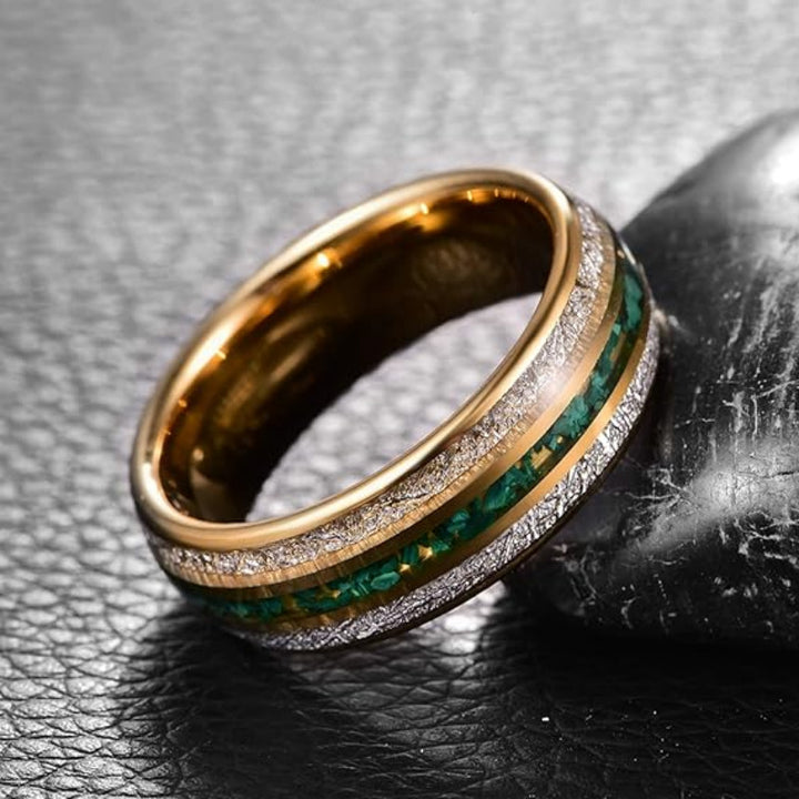 Tungsten Ring with Wood, Antler & Abalone Shell Inlay, Multiple Styles for Men