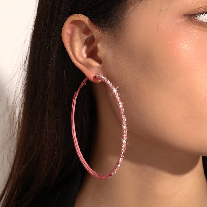 Full Pavé Oversized Hoop Earring Set (Light Luxury Niche Bold Earrings)