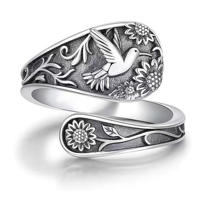 S925 Silver Celtic Knot Black Onyx Open Ring (Vintage Retro Statement Band)