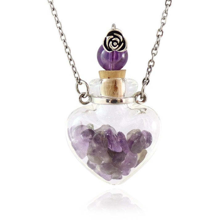 Transparent heart-shaped glass perfume blood bottle pendant necklace