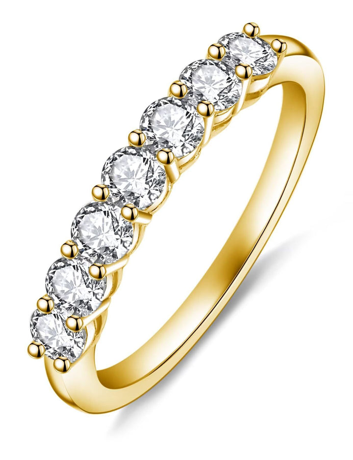Three-Stone & Half-Eternity Wedding Ring Set (Luxury Classic Timeless Couple Bands)