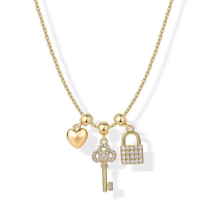 Slidable Triple Charms Beaded Collarbone Necklace, 8 Themed DIY Pendant Sets, Gold & Silver Two Tones Available