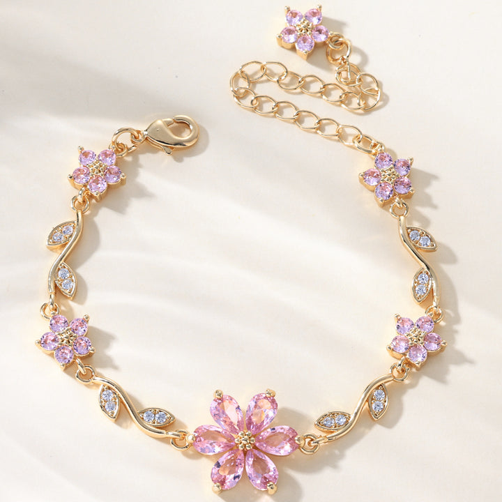 Pink Flower Cluster Vine Bracelet (Sweet Girl Vibe Choker)