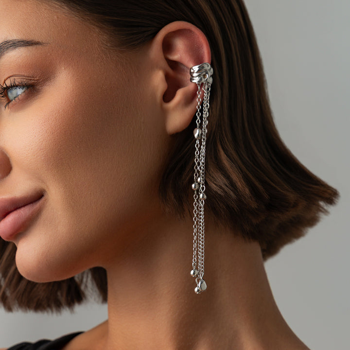 Multi-Style Long Tassel Non-Pierced Ear Cuffs, Various Chain Star & Bead Dangle Minimal Ear Clips in Gold & Silver