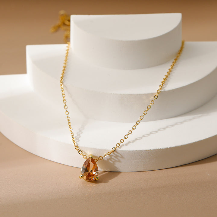 December Birthstone Teardrop Choker (Light Luxury Niche Rainbow Pendant Necklace)