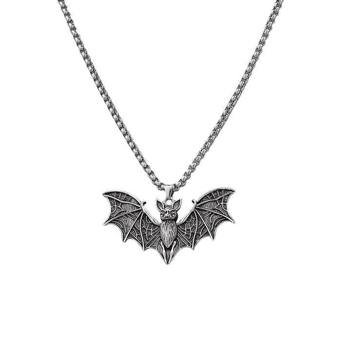 Vintage Gothic Bat Pendant Necklace, Antique Metal Dark Style Halloween Jewelry