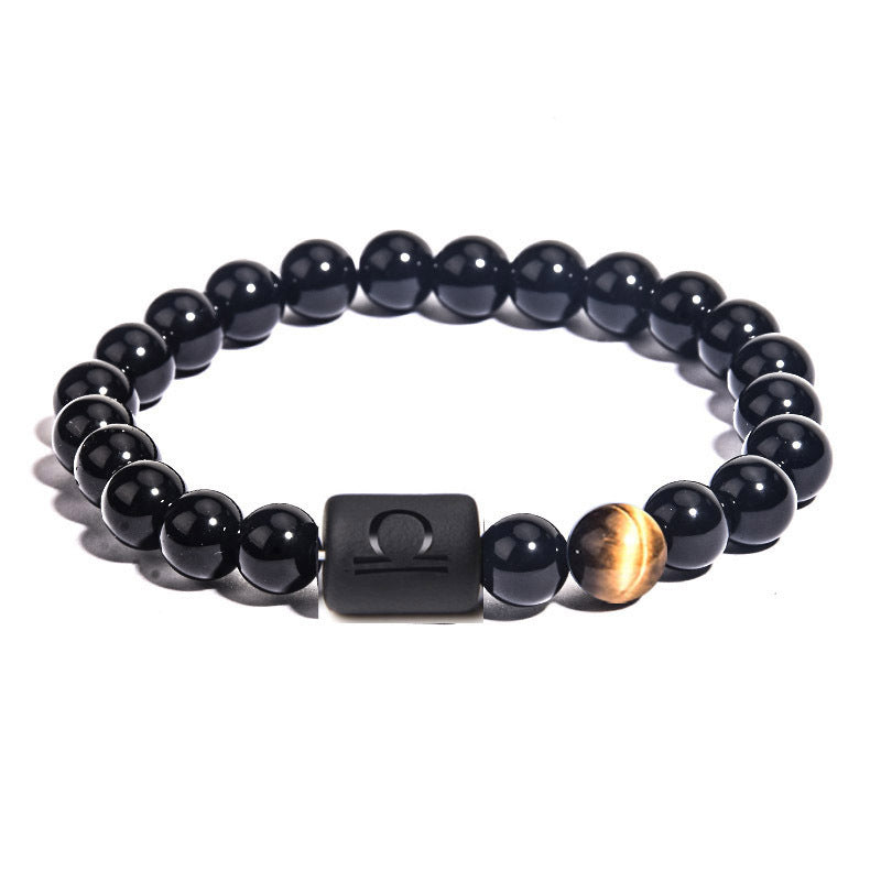 12 Constellations Obsidian Tiger Eye Stone Bracelet