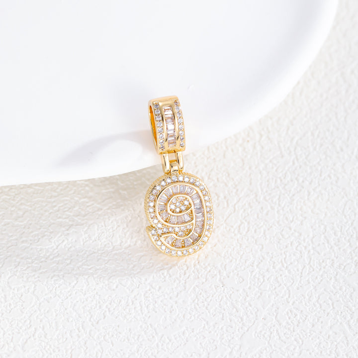 Iced-Out Number Pendant Necklace (Gold Tone Hip-Hop Style Twisted Chain)