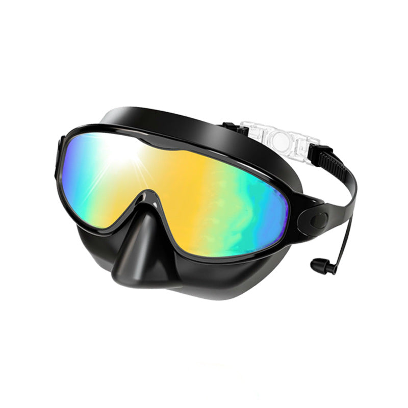 Large Frame Anti-fog Diving Goggles, Adult & Kids Size Swim Mask with Earplug & Nose Clip, Multi-color Options